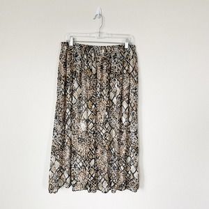 [Vintage] Animal Print A-Line Chiffon Midi Skirt